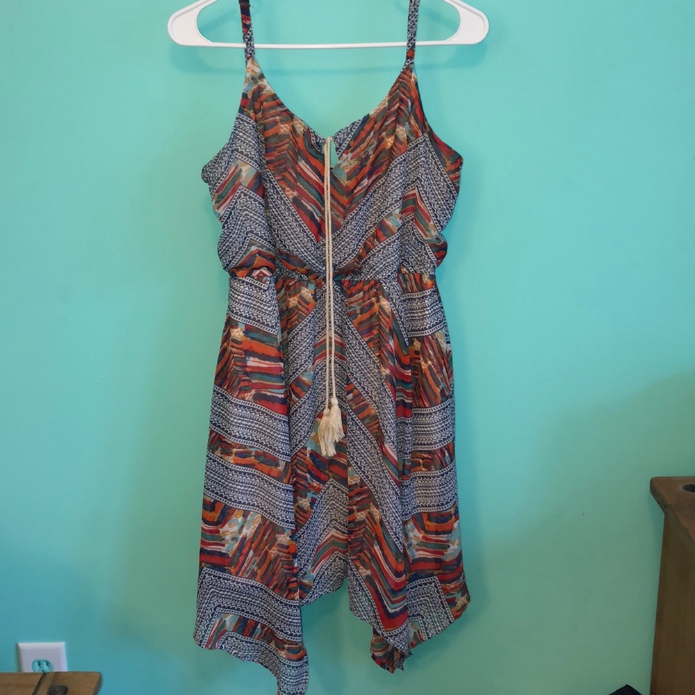 Multi colored tribal print sun dress
